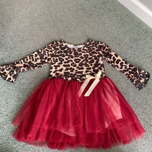 Tutu cheetah dress with bell sleeves